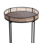 Benzara BM217010 Rail Top Metal Accent Table with Tubular Legs, Set of 3, Black and Brown