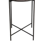 Benzara BM217010 Rail Top Metal Accent Table with Tubular Legs, Set of 3, Black and Brown