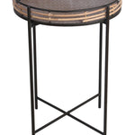 Benzara BM217010 Rail Top Metal Accent Table with Tubular Legs, Set of 3, Black and Brown