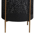 Benzara BM217029 Metal Planters with Floral Hexagon Cut Out Design, Set of 3, Black and Gold