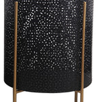 Benzara BM217029 Metal Planters with Floral Hexagon Cut Out Design, Set of 3, Black and Gold