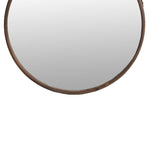 Benzara BM217030 Round Wooden Frame Wall Mirror with Leather Hanger, Small, Black and Brown