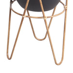 Benzara BM217036 Metal Planters with Wooden Hairpin Legs, Set of 2, Black and Brown