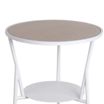 Benzara BM217037 Industrial Round Accent Table with Metal Tubular Base, Brown and White