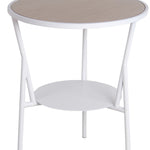 Benzara BM217037 Industrial Round Accent Table with Metal Tubular Base, Brown and White