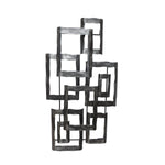Benzara BM217123 interconnected Rectangles Hammered Metal Frame Wall Decor, Gray