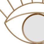 Benzara BM217182 Contemporary Eye Design Metal Wall Decor with Round Mirror,Gold and Silver
