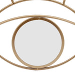 Benzara BM217182 Contemporary Eye Design Metal Wall Decor with Round Mirror,Gold and Silver