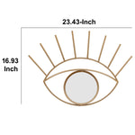 Benzara BM217182 Contemporary Eye Design Metal Wall Decor with Round Mirror,Gold and Silver
