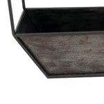 Benzara BM217198 Heptagonal Metal Wall Planter with Wooden Case, Set of 2, Gray and Black