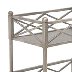 Benzara BM217285 2 Tier Metal Frame Storage Shelf with Geometric Details, Silver