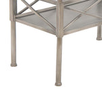 Benzara BM217285 2 Tier Metal Frame Storage Shelf with Geometric Details, Silver
