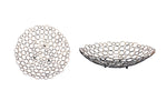 Benzara BM217289 Decorative Metal Tray with Mesh Design and Ball Support,Gold and Black