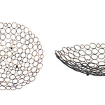 Benzara BM217289 Decorative Metal Tray with Mesh Design and Ball Support,Gold and Black