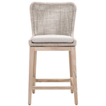 Benzara BM217378 Wingback Counter Stool with Rope Woven Mesh Design, Beige and Gray