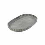 Benzara BM217837 Metal Frame Oval Tray with Crimped Edges, Small, Gray