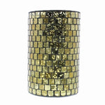 Benzara BM217849 Contemporary Glass Hurricane with Mosaic Design, Large, Gold