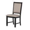 Benzara BM218049 Wooden Side Chair with Padded Back and Stretcher Support, Set of 2, Black