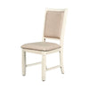 Benzara BM218050 Wooden Side Chair with Fabric Padded Back, Set of 2, Antique White