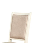 Benzara BM218050 Wooden Side Chair with Fabric Padded Back, Set of 2, Antique White