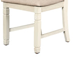 Benzara BM218050 Wooden Side Chair with Fabric Padded Back, Set of 2, Antique White