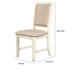 Benzara BM218050 Wooden Side Chair with Fabric Padded Back, Set of 2, Antique White