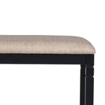 Benzara BM218113 Fabric Counter Bench with Turned Legs and X Shaped Support, Beige and Black