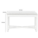 Benzara BM218113 Fabric Counter Bench with Turned Legs and X Shaped Support, Beige and Black