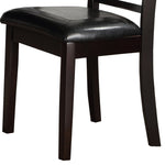 Benzara Leatherette Dining Chair with Curved Lattice Back, Set of 2, Black