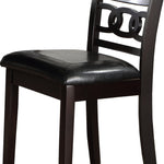 Benzara Leatherette Dining Chair with Curved Lattice Back, Set of 2, Black