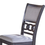 Benzara Fabric Dining Chair with Curved Lattice Back, Set of 2, Antique Gray