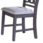 Benzara Fabric Dining Chair with Curved Lattice Back, Set of 2, Antique Gray