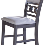Benzara Fabric Dining Chair with Curved Lattice Back, Set of 2, Antique Gray