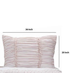 Benzara BM218776 20 X 36 Polyester Filled Pillow Sham with Horizontal Ruffles, Offwhite