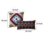 Benzara BM218791 Decorative Pillow with Geometric Native Print, Pair of 2, Multicolor