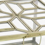 Benzara BM218983 Modern Designed Square Leaded Top Box with Metal Handle, Gold and Clear