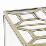 Benzara BM218983 Modern Designed Square Leaded Top Box with Metal Handle, Gold and Clear