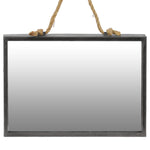 Benzara BM219102 Metal Frame Rectangular Wall Mirror with Rope Hanger, Set of 2, Gray