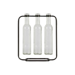 Benzara BM219121 Cluster Hanging Bud Vase Holder with 3 Tall Glass Bottles, Set of 2, Gray