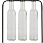 Benzara BM219121 Cluster Hanging Bud Vase Holder with 3 Tall Glass Bottles, Set of 2, Gray