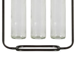 Benzara BM219121 Cluster Hanging Bud Vase Holder with 3 Tall Glass Bottles, Set of 2, Gray
