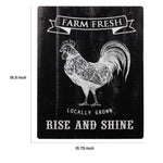 Benzara BM219157 Farm Fresh Rise and Shine Painted Wooden Wall Art, Set of 2, Black