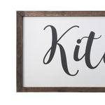 Benzara Wooden Wall Art with Cursive Kitchen Typography, Set of 2, Brown and White