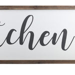 Benzara Wooden Wall Art with Cursive Kitchen Typography, Set of 2, Brown and White