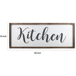 Benzara Wooden Wall Art with Cursive Kitchen Typography, Set of 2, Brown and White