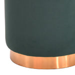 Benzara Velvet Upholstered Ottoman with Steel Base, Green and Gold