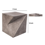 Benzara Modern Design Faceted Concrete Stool with Rectangular Top, Gray