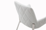 Benzara Bonded Leather Dining Chair with Flared Armrest and Metal Legs, White