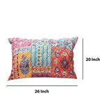 Benzara BM219420 Bohemian Style Fabric Pillow Sham with Floral Pattern, Multicolor