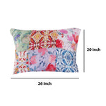 Benzara BM219426 Hand Painted Fabric Pillow Sham with Floral Tile Art, Multicolor